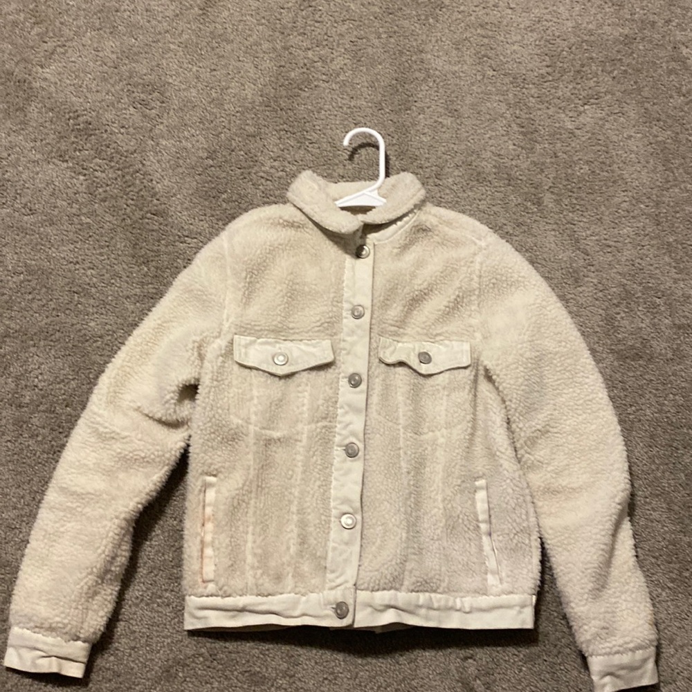 Fuzzy jean jacket